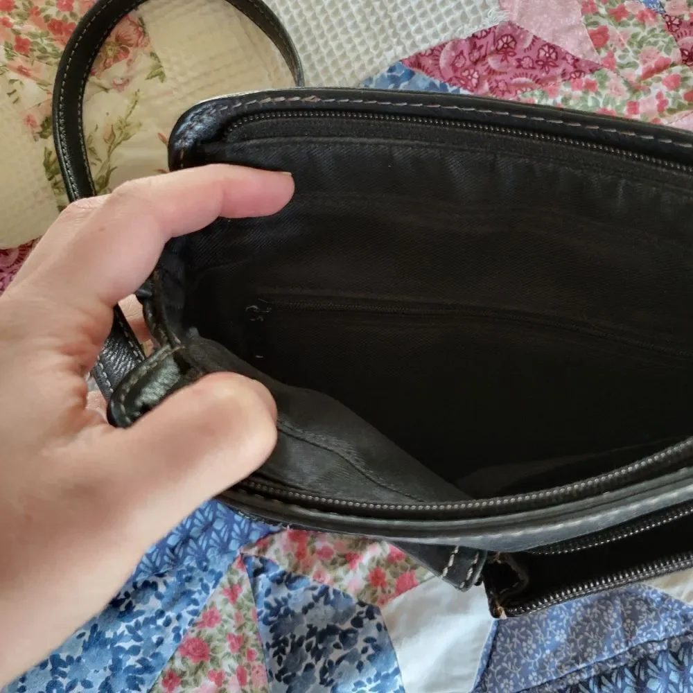 Fossil Black Leather Crossbody Bag